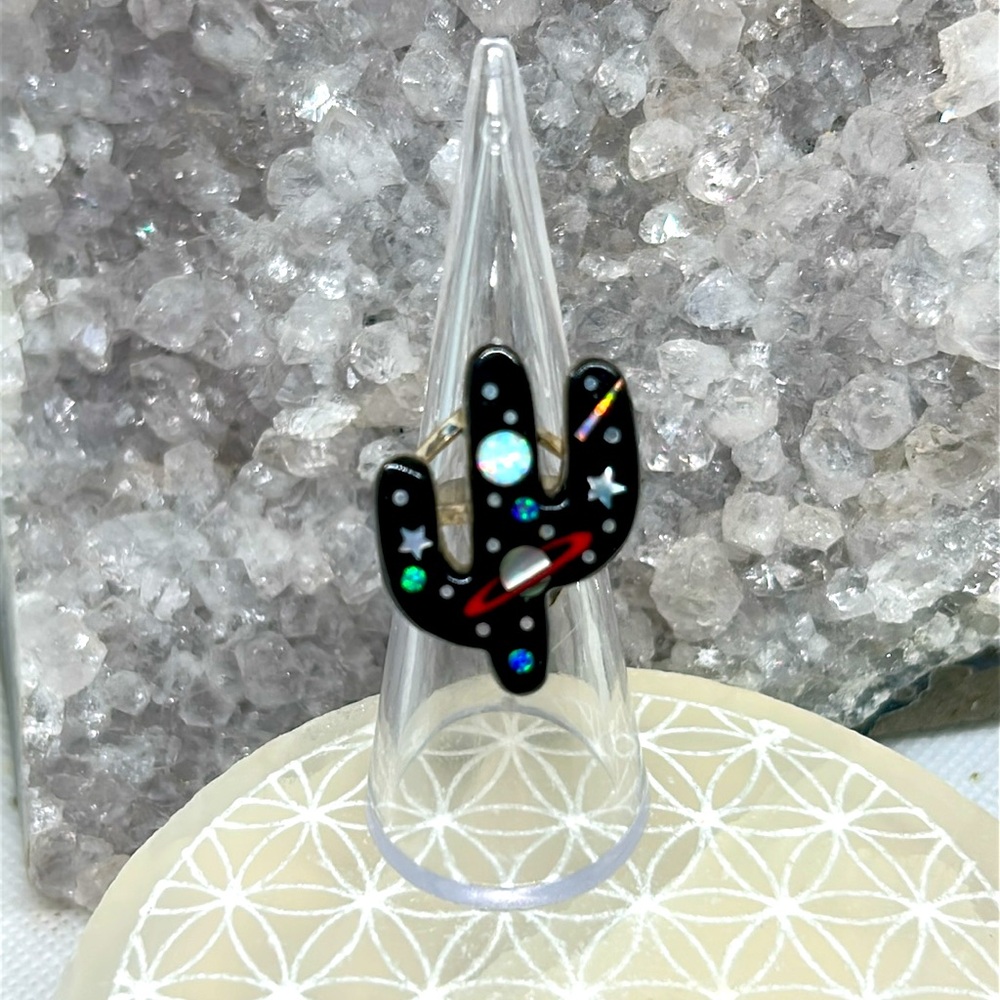 Native style Galaxy Cactus Inlay ring